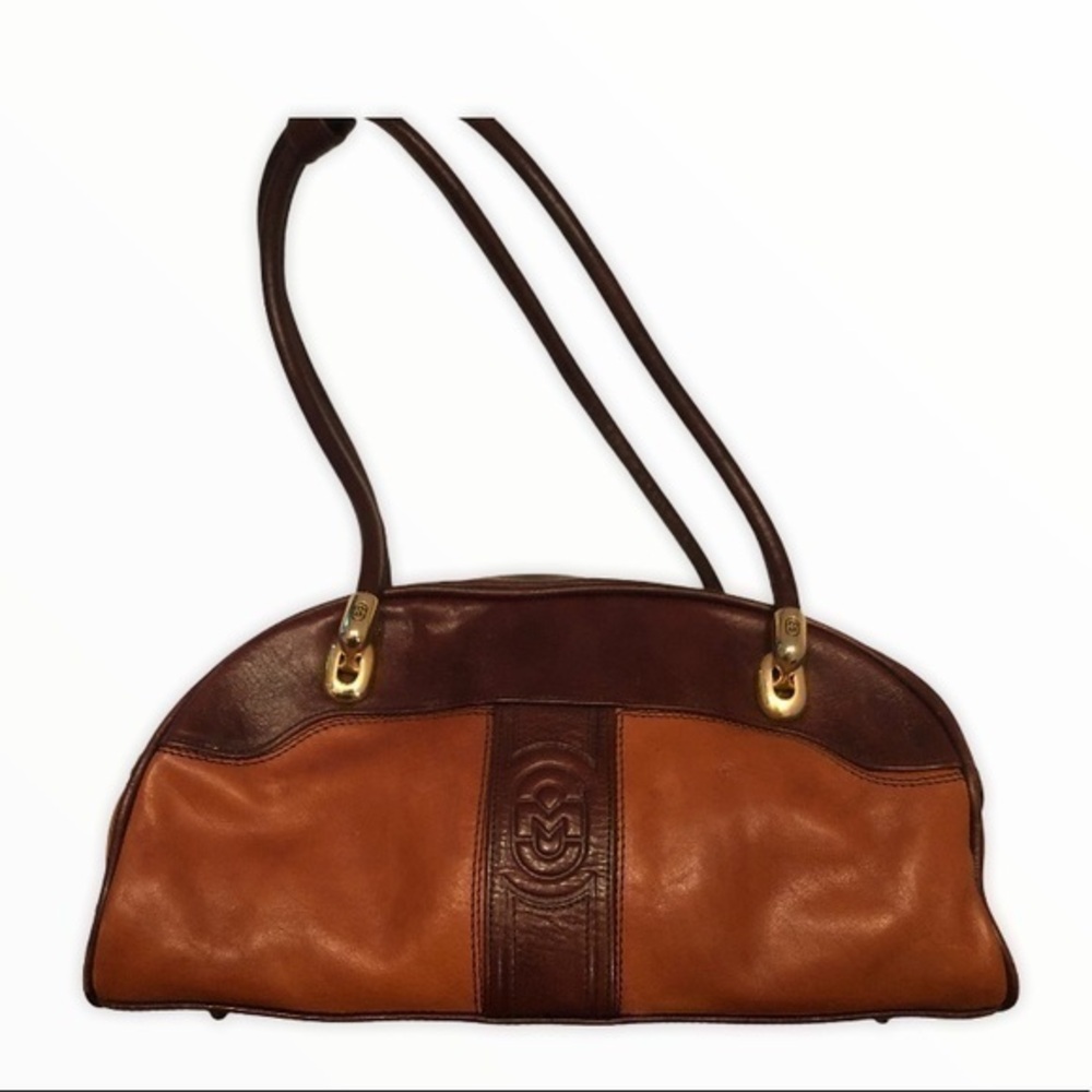 Marino orlandi two tone brown leather bag purse